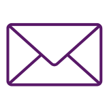 Purple outline icon of an Envelope
